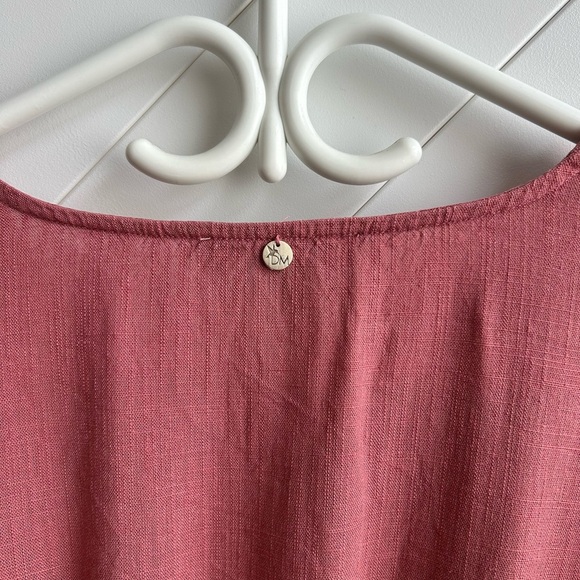 Dusty Rose Puff Sleeve tie front linen blend Women's Top size 12P - Picture 8 of 8